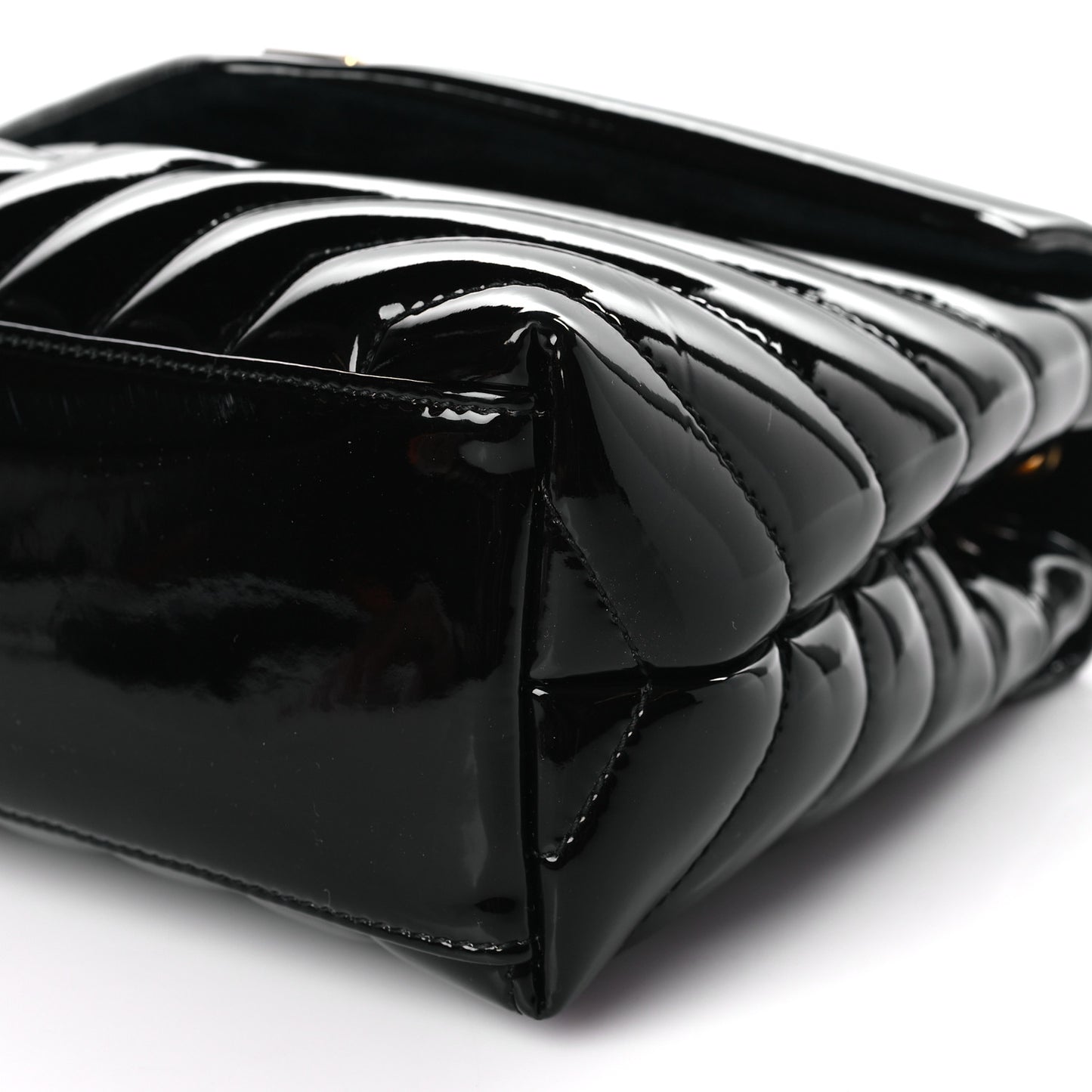 Patent Y Quilted Monogram Small Loulou Chain Satchel Black