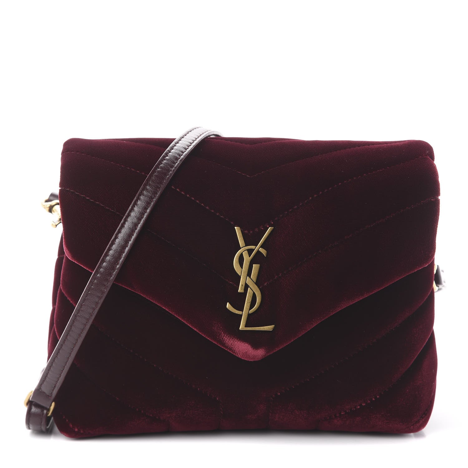 Saint Laurent Velvet Y Quilted Monogram Toy Loulou Crossbody Bag French Burgundy 1 of 8