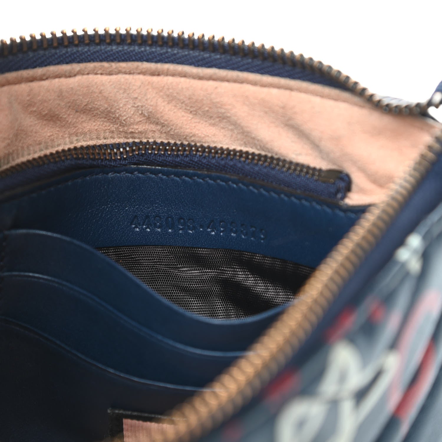 Gucci Calfskin Matelasse GucciGhost Mini GG Marmont Chain Bag Blue Agata Hibiscus Red 7 of 15