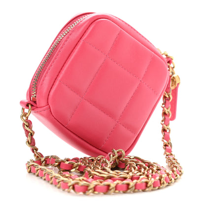 Chanel Lambskin Quilted Diamond Coin Purse With Chain Pink 2 of 9