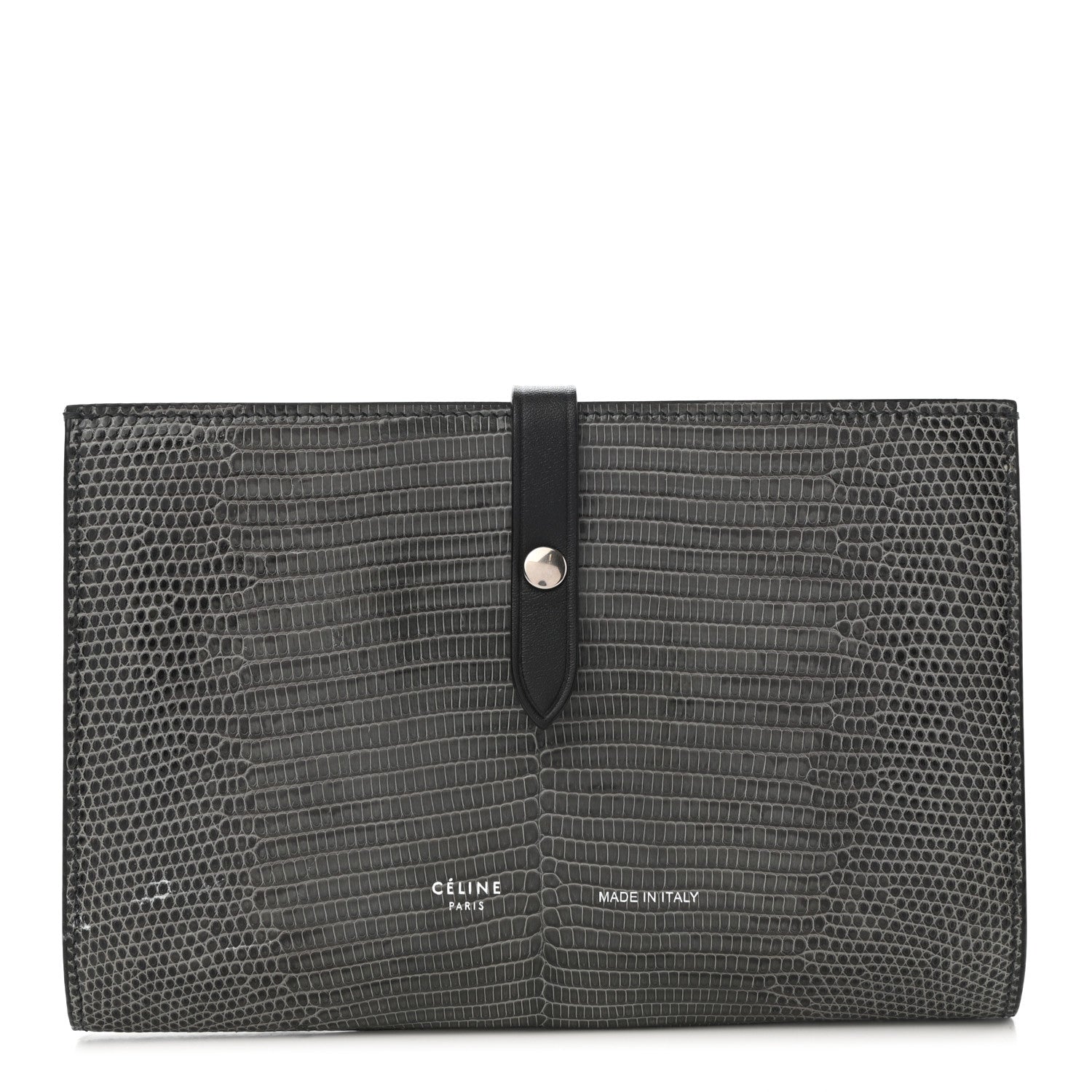 Celine Lizard Calfskin Large Multifunction Strap Wallet Black 1 of 9