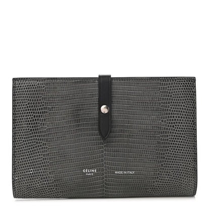 Celine Lizard Calfskin Large Multifunction Strap Wallet Black 1 of 9