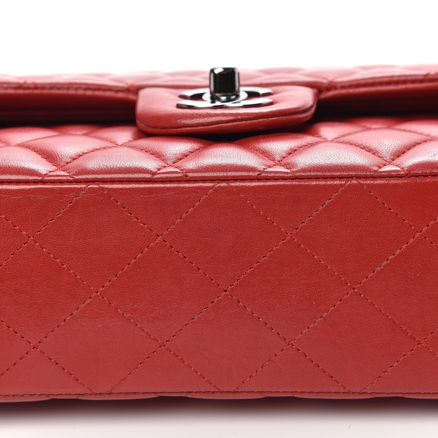 Chanel Lambskin Quilted Medium Double Flap Red 15 of 19