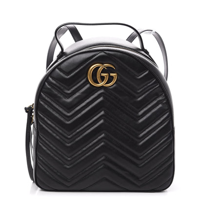 Gucci Calfskin Matelasse GG Marmont Dome Backpack Black 1 of 12