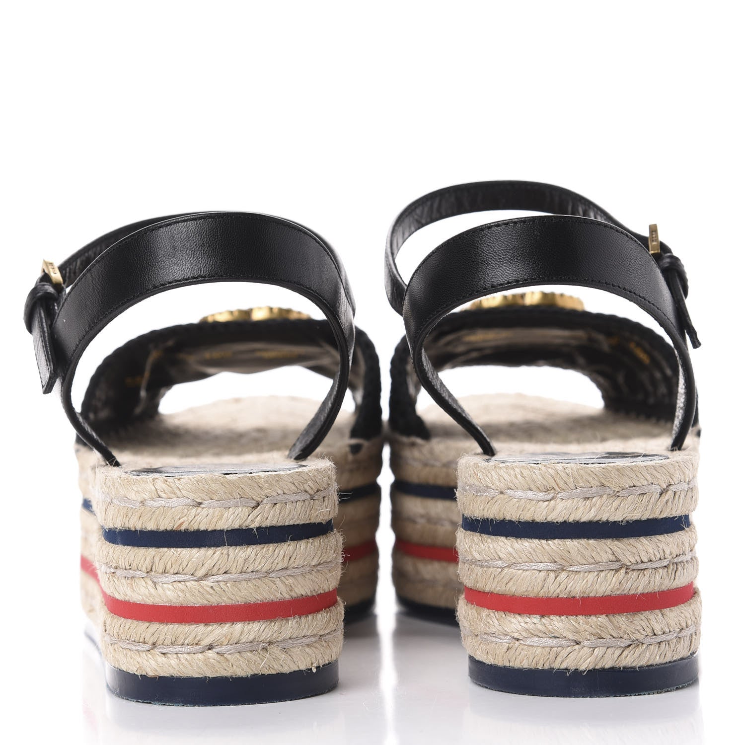 Gucci Cotton Malaga Kid Crochet Pearly GG Lilibeth Espadrille Platform Sandals 38 Black 7 of 14