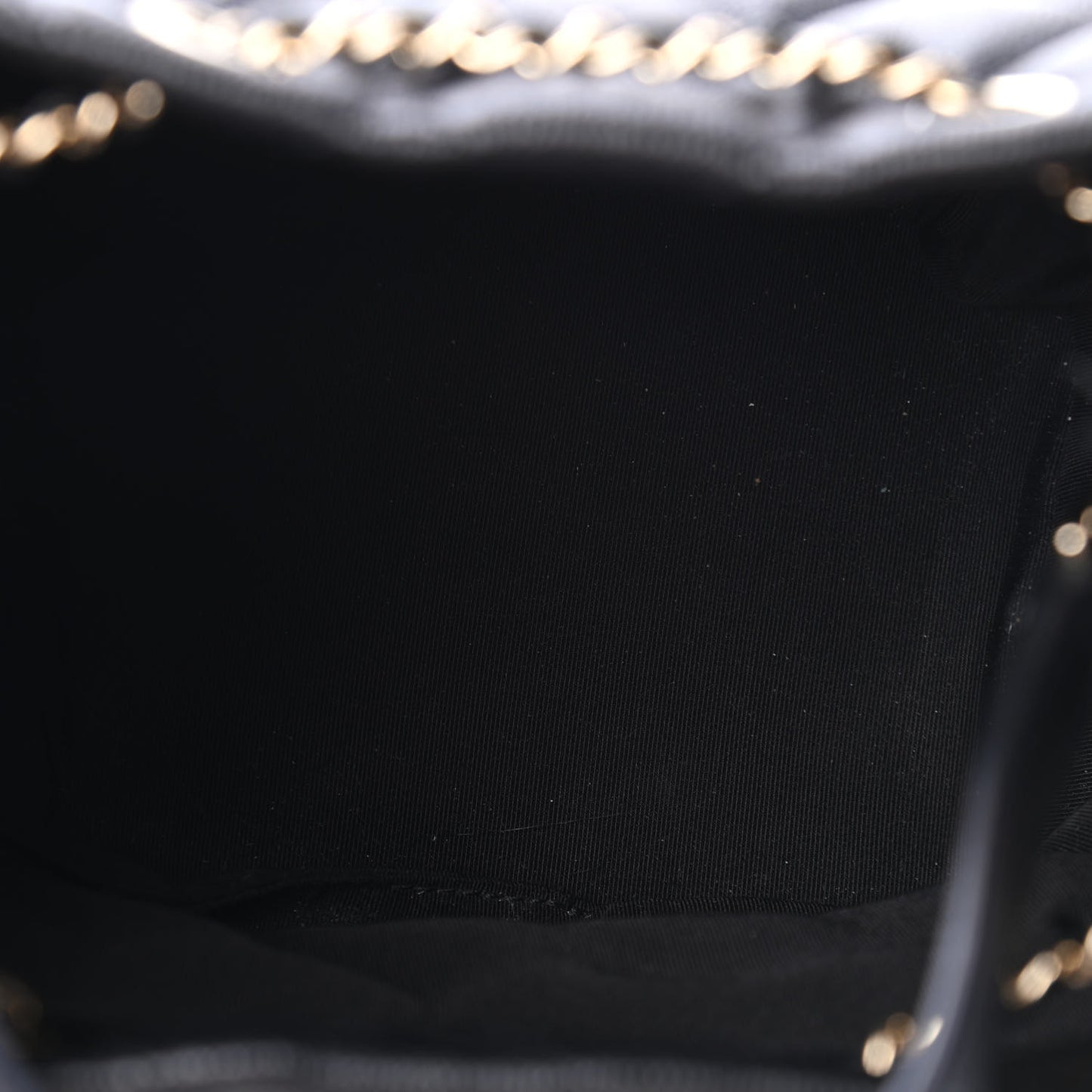 Caviar Quilted Rolled Up Bucket Drawstring Bag Black