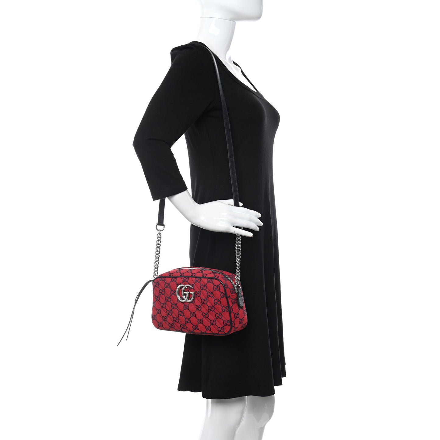 Monogram Multicolor Matelasse Diagonal Small GG Marmont Chain Shoulder Bag Red Blue