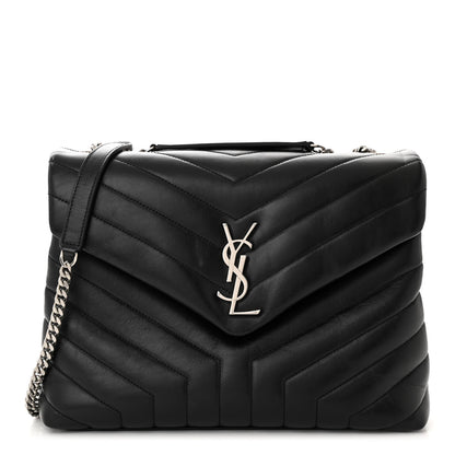 Saint Laurent Calfskin Y Quilted Monogram Medium Loulou Chain Satchel Black 1 of 9