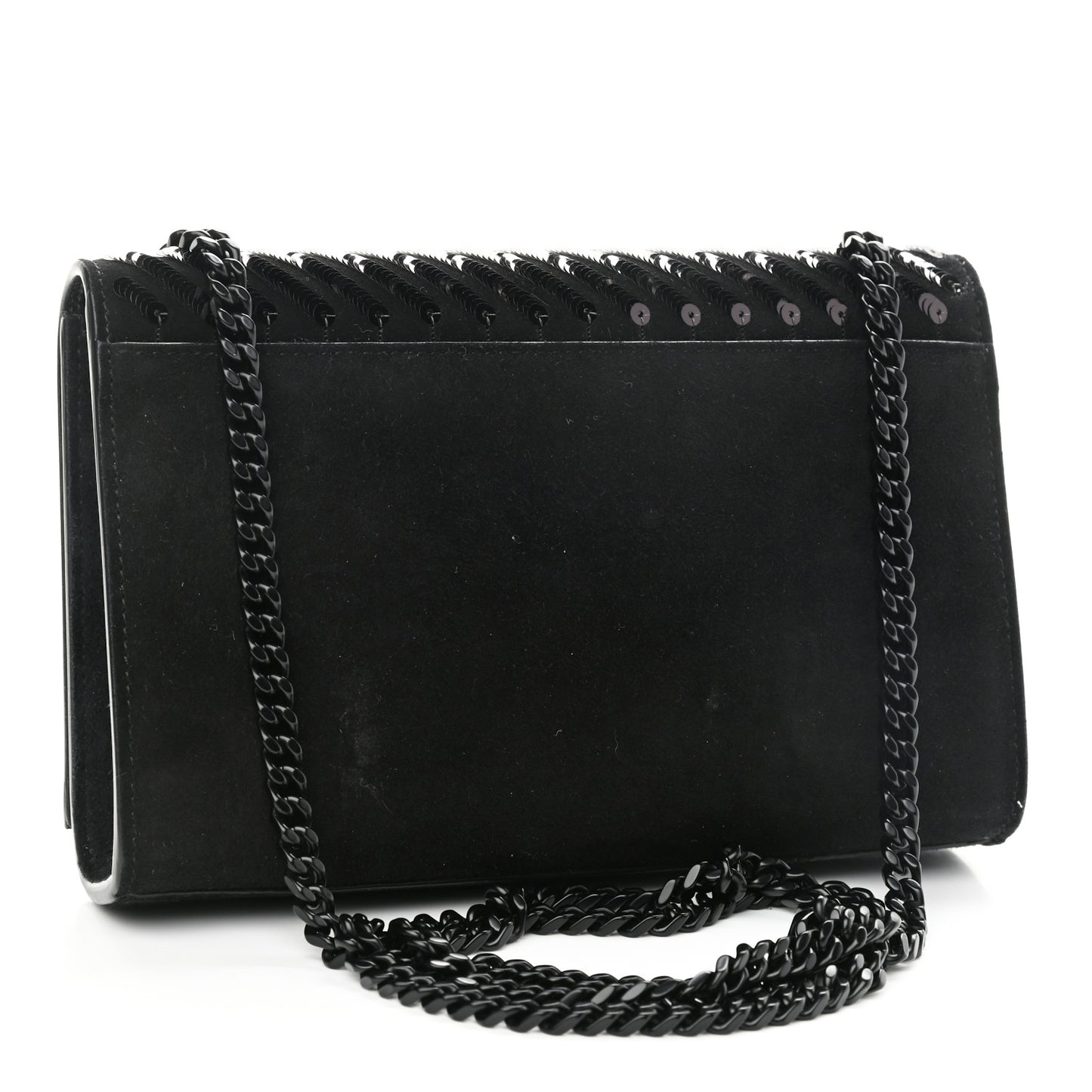 Suede Sequin Small Classic Monogram Kate Satchel Black