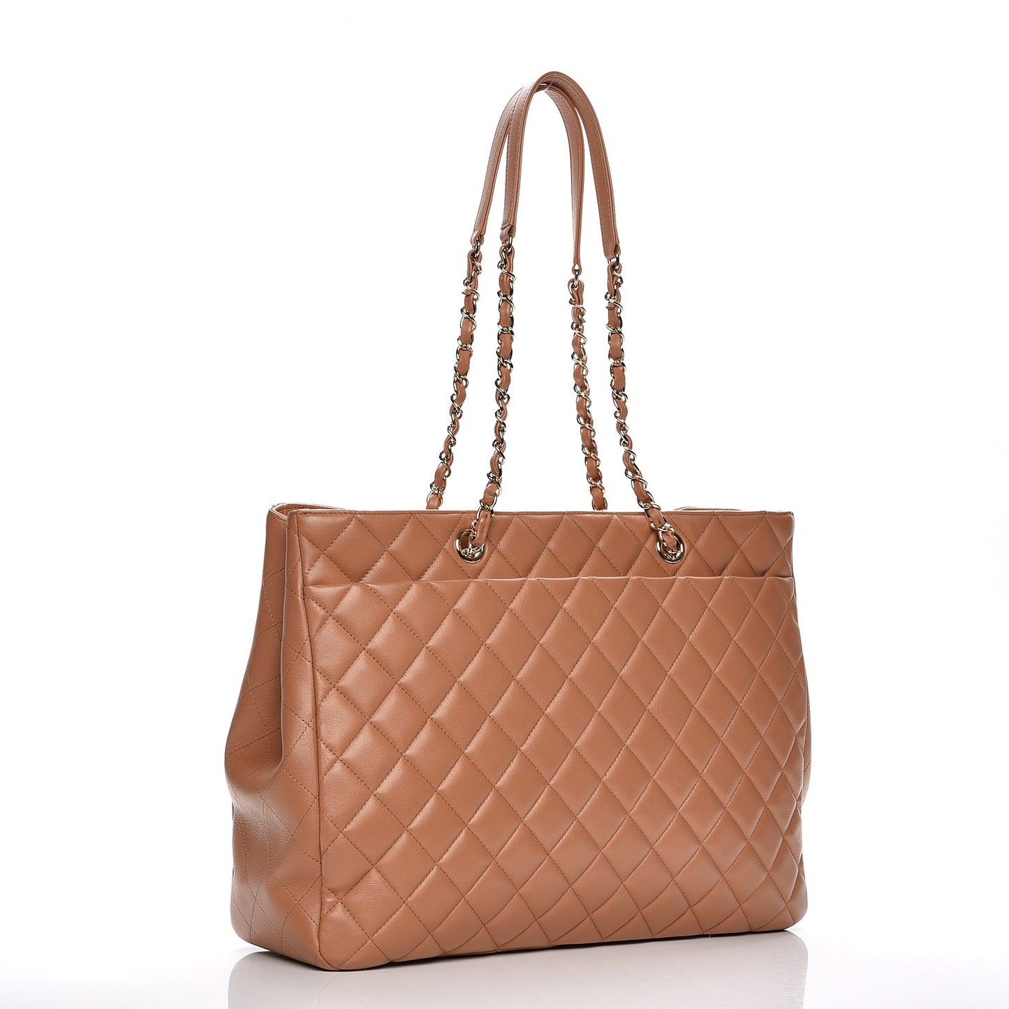 Calfskin Quilted Timeless Tote Beige