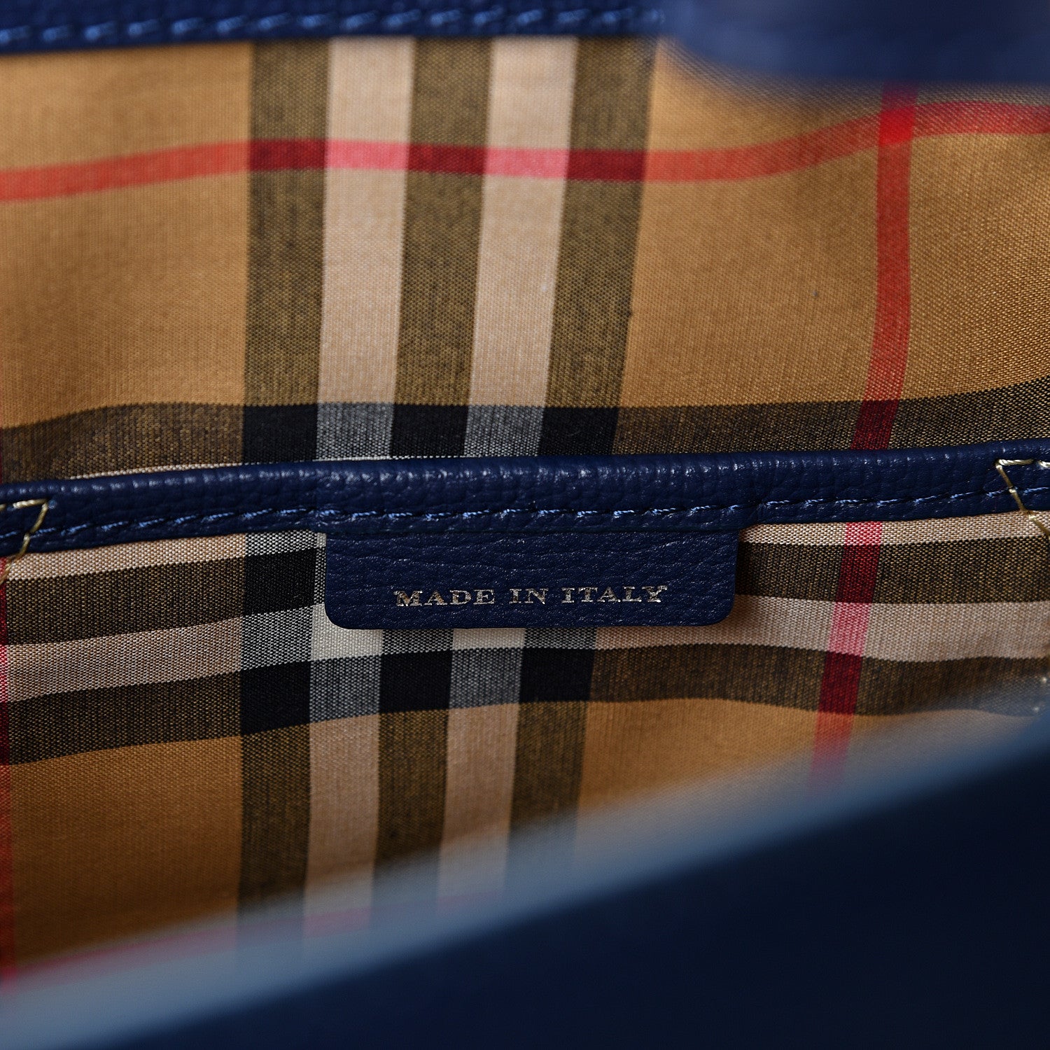 Burberry Derby Calfskin Vintage Check Medium Banner Tote Regency Blue 6 of 9