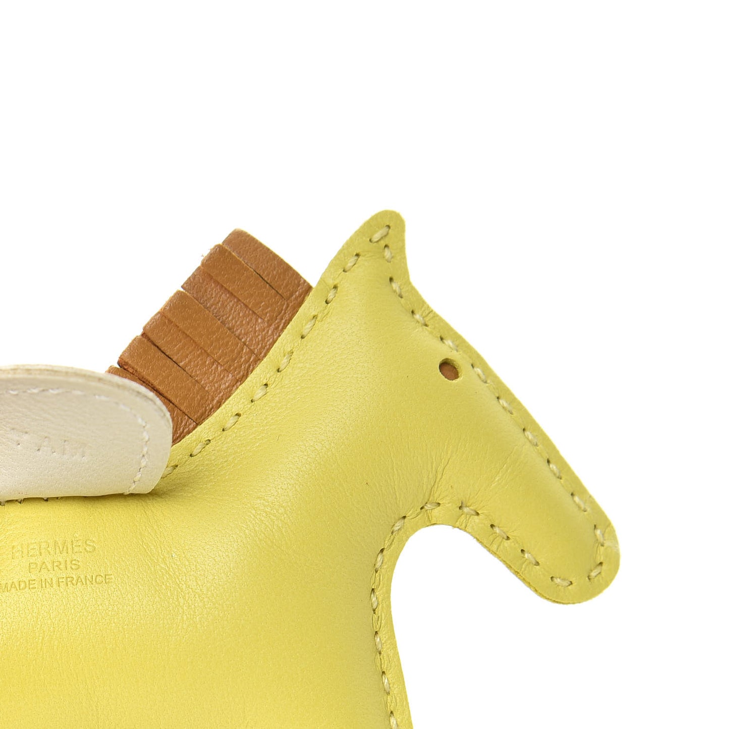Milo Lambskin Grigri Rodeo Horse Bag Charm PM Lime Sesame Craie