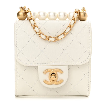 Chanel Goatskin Chic Pearls Clutch On Chain White 1 of 10