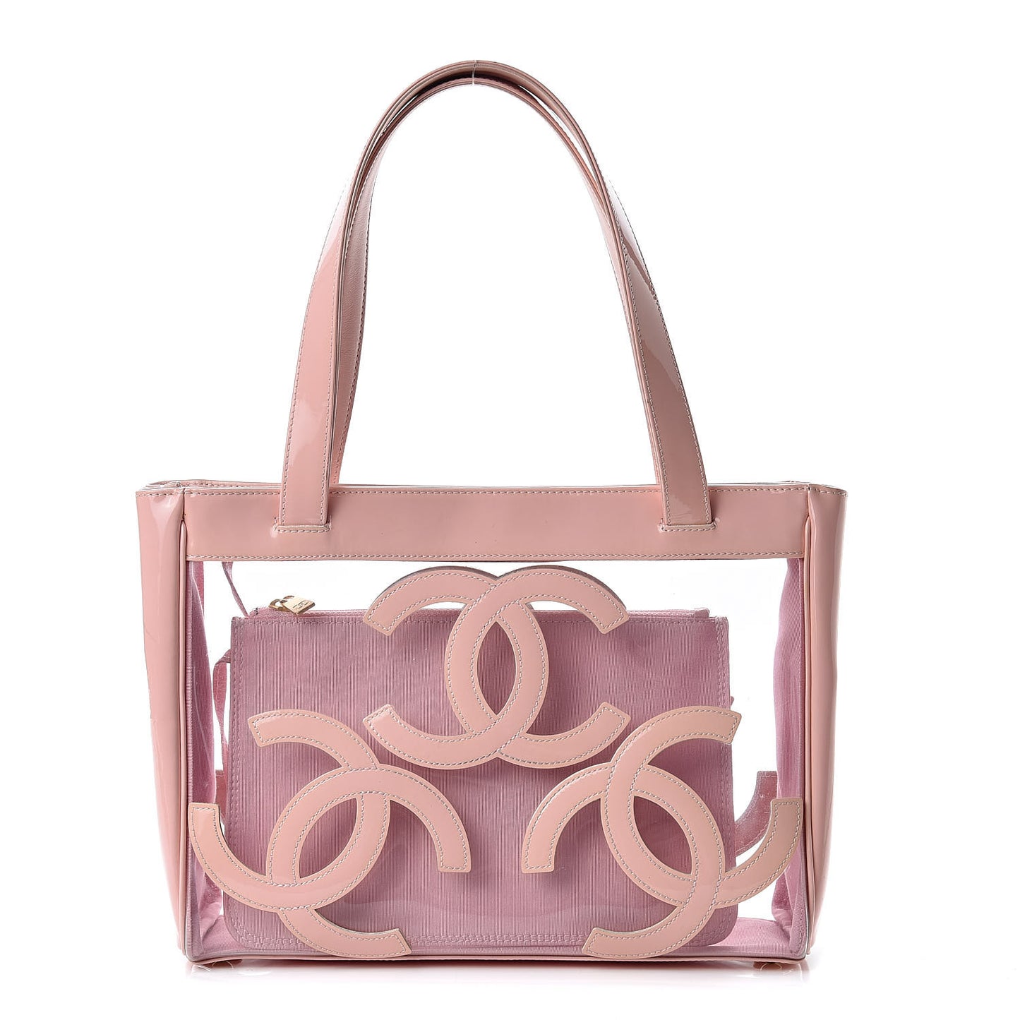 Vinyl Patent CC Logo Beach Tote Pink