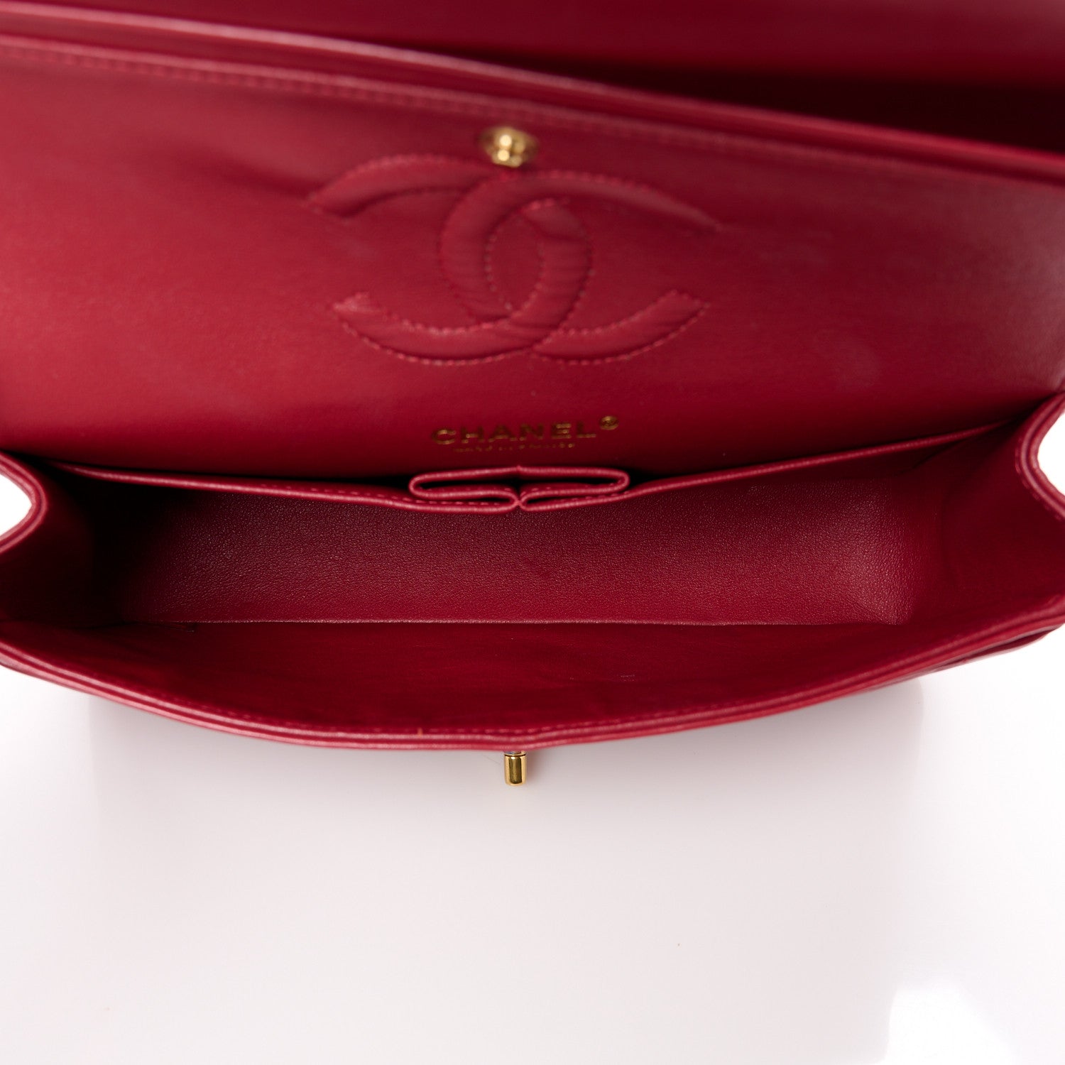 Chanel Lambskin Chevron Quilted Medium Double Flap Red 5 of 13