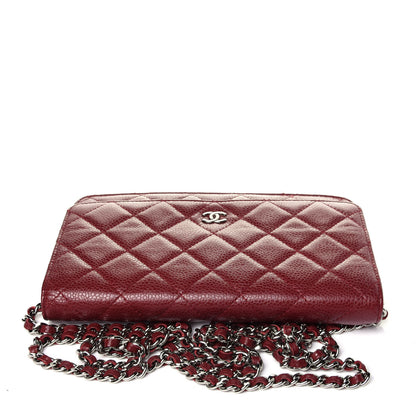 Chanel Caviar Quilted Wallet On Chain WOC Dark Red 10 of 13