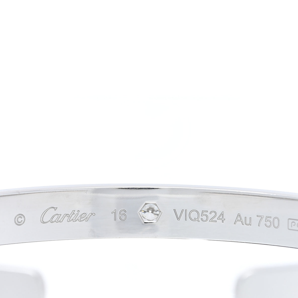 Cartier 18K White Gold 1 Diamond LOVE Cuff Bracelet 16 3 of 4