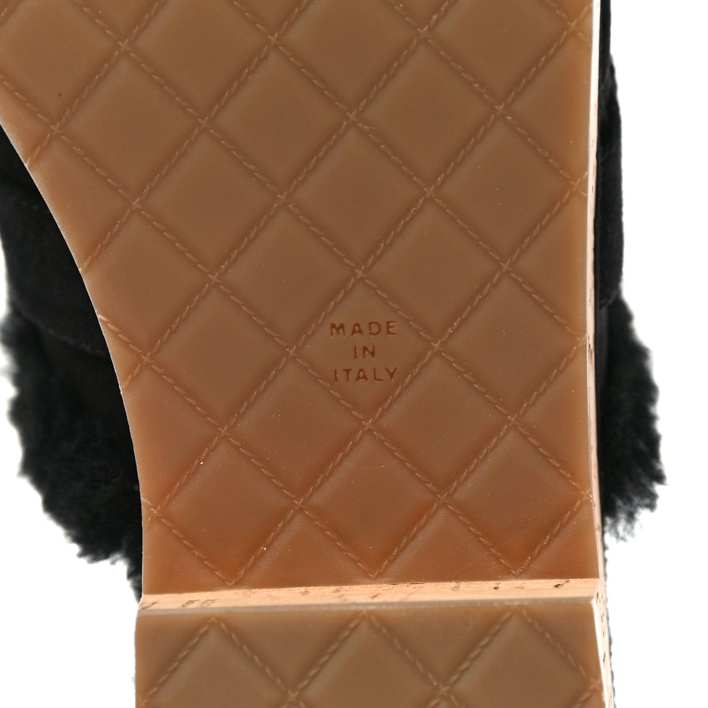 Suede Calfskin Shearling Turn Lock Clogs 39 Black