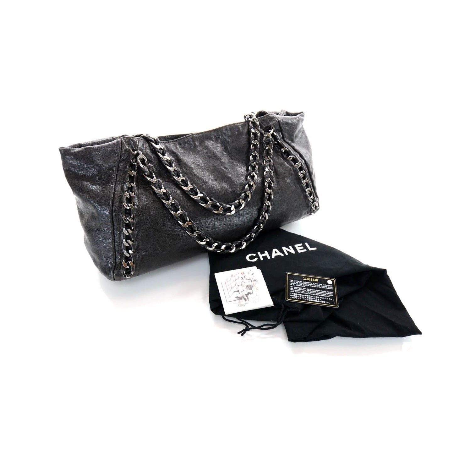 Caviar Modern Chain Tote Dark Brown