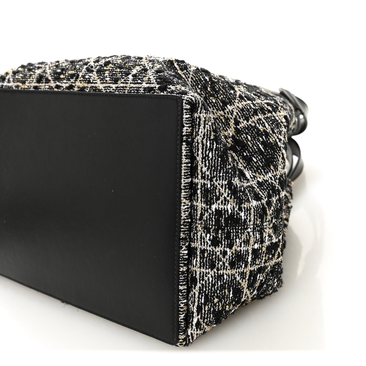 Calfskin Tweed Cannage Medium Toujours Black Gold White