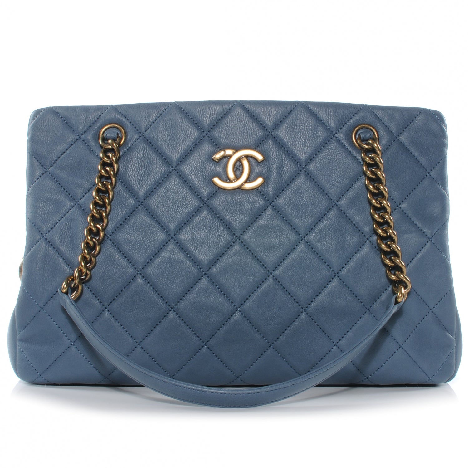 Chanel Calfskin CC Crown Small Tote Blue 1 of 9