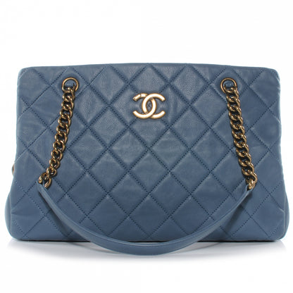 Chanel Calfskin CC Crown Small Tote Blue 1 of 9
