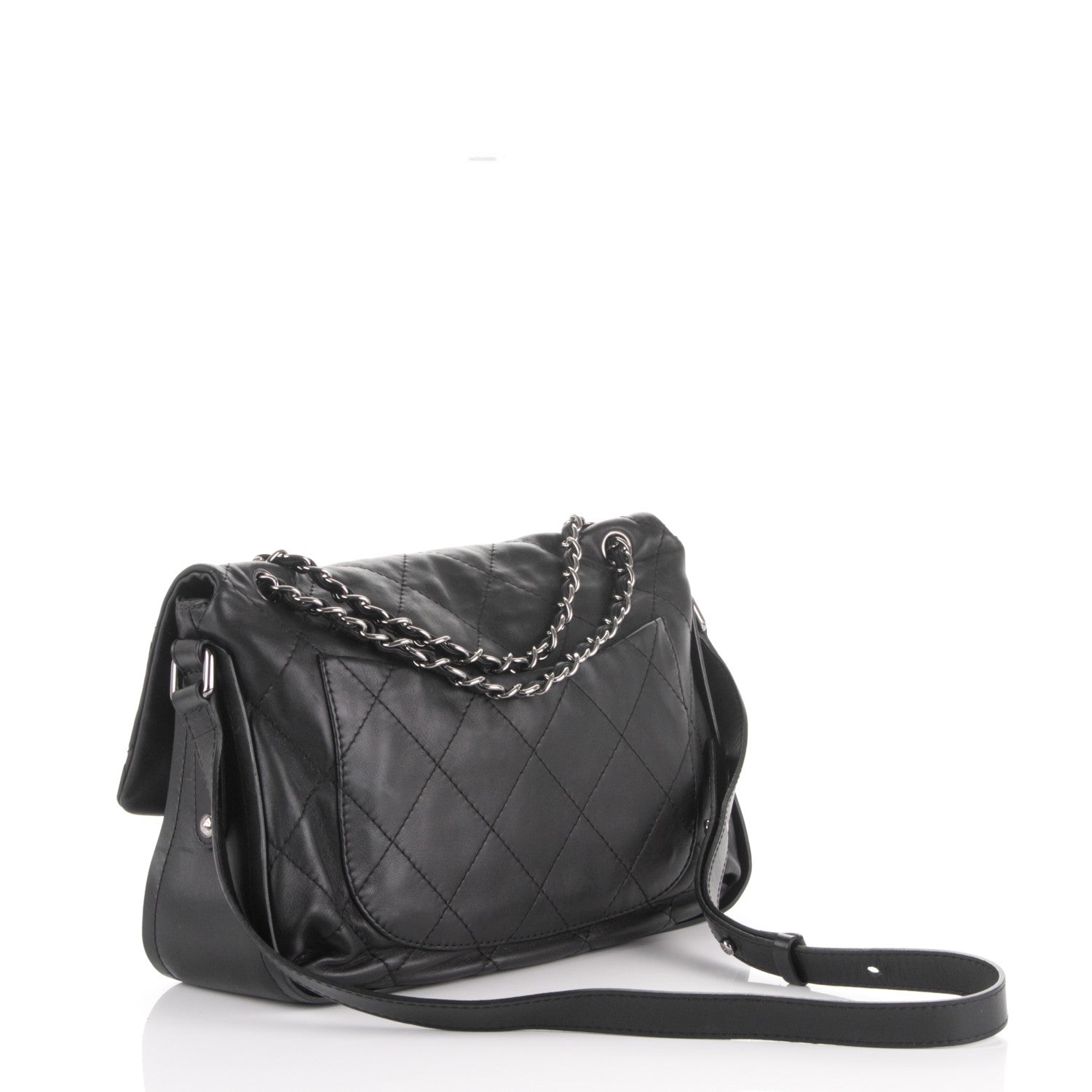 Chanel Lambskin Stitched Messenger Bag Black 4 of 9