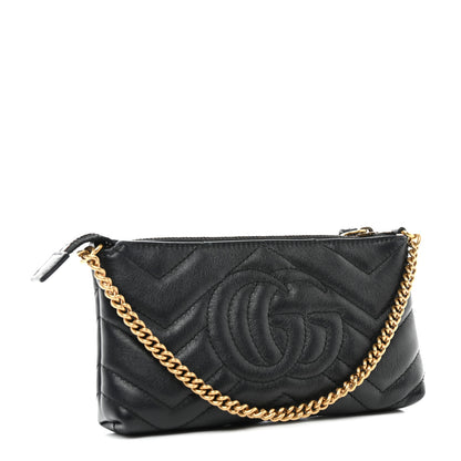Gucci Calfskin Matelasse Mini GG Marmont Chain Bag Black 3 of 13