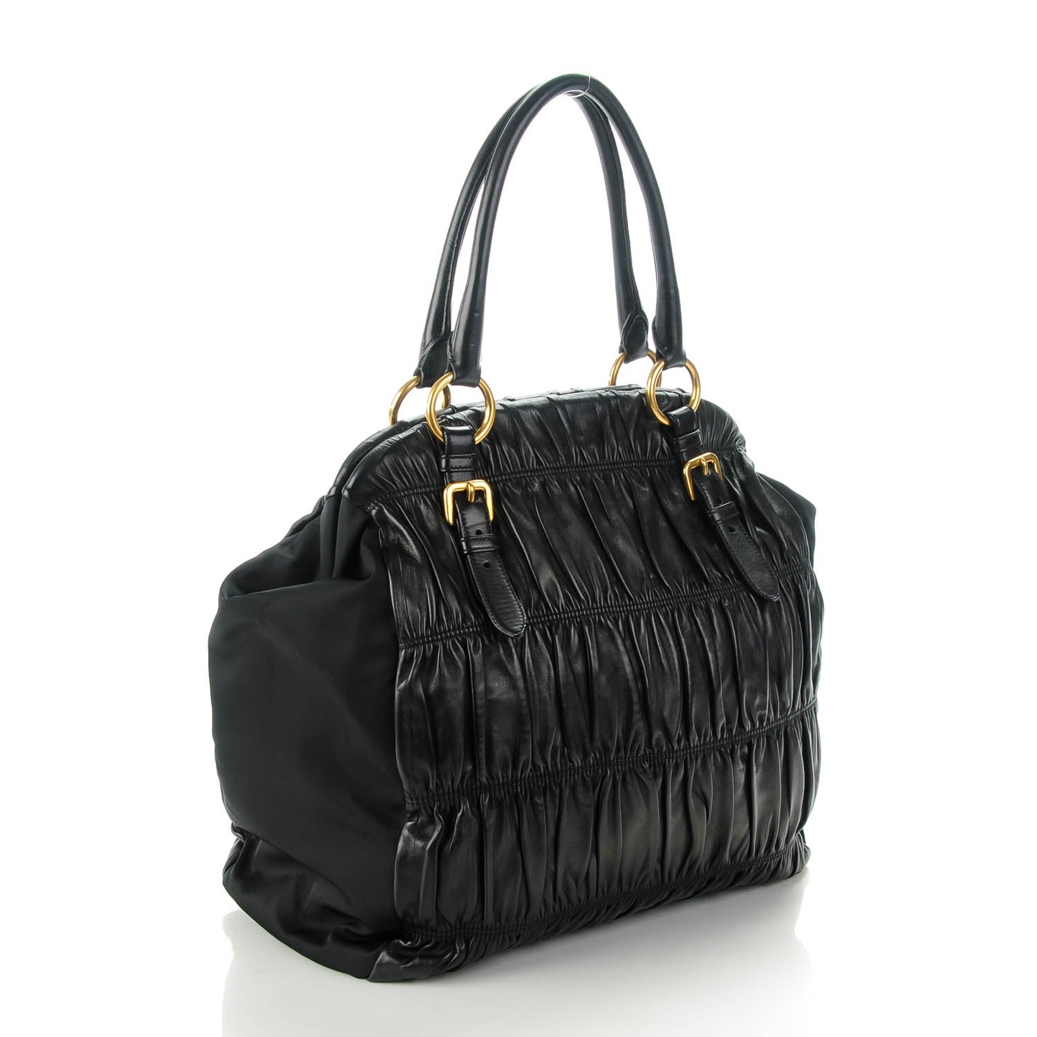 Prada Tessuto Nylon Nappa Gaufre Shoulder Bag Nero Black 3 of 8