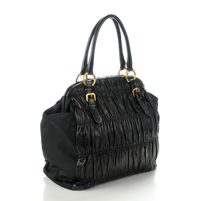 Prada Tessuto Nylon Nappa Gaufre Shoulder Bag Nero Black 3 of 8