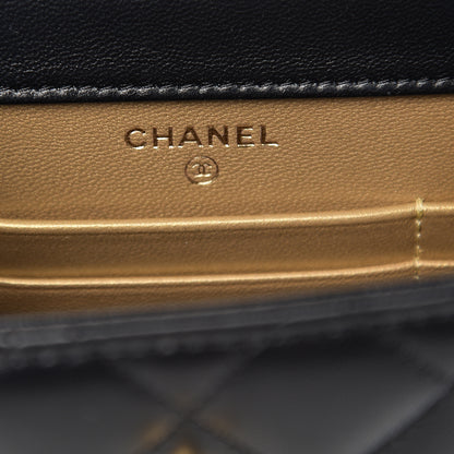 Chanel Lambskin Quilted Vertical Pearl Crush Flap With Chain Black 5 of 12