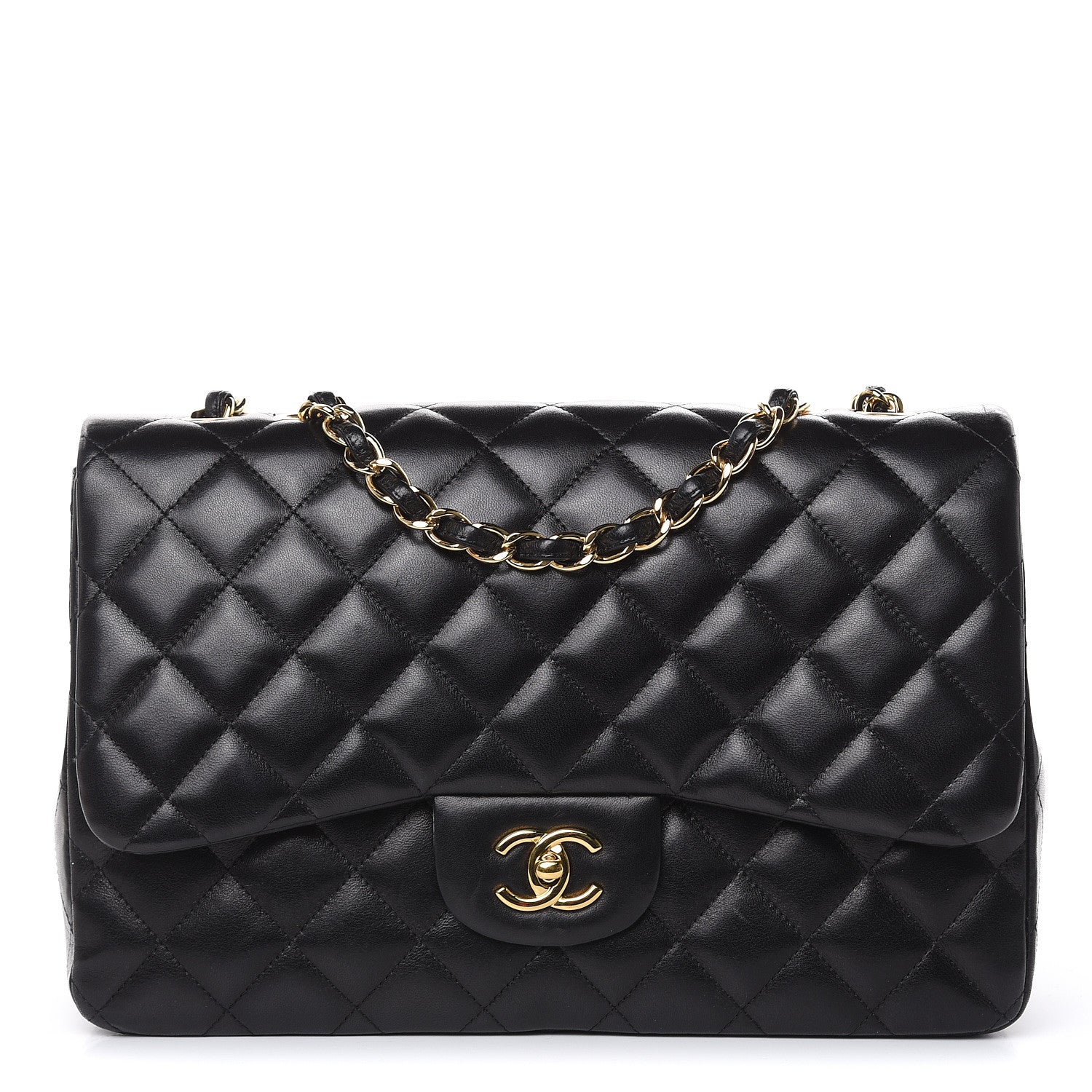 Chanel Lambskin Quilted Jumbo Single Flap Black 1 of 15