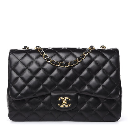 Chanel Lambskin Quilted Jumbo Single Flap Black 1 of 15