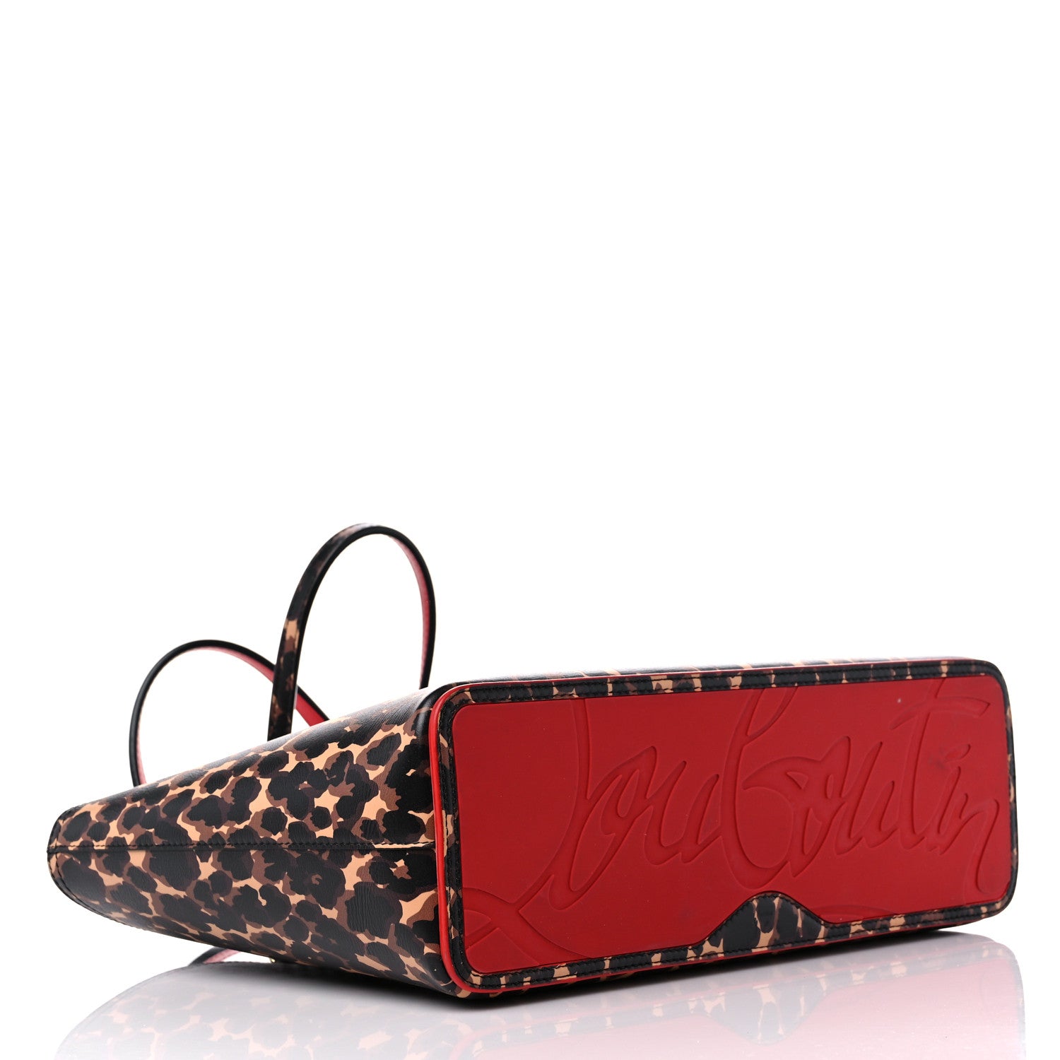 Christian Louboutin Calfskin Leopard Print Spikes Small East West Cabata Tote Brown 5 of 17