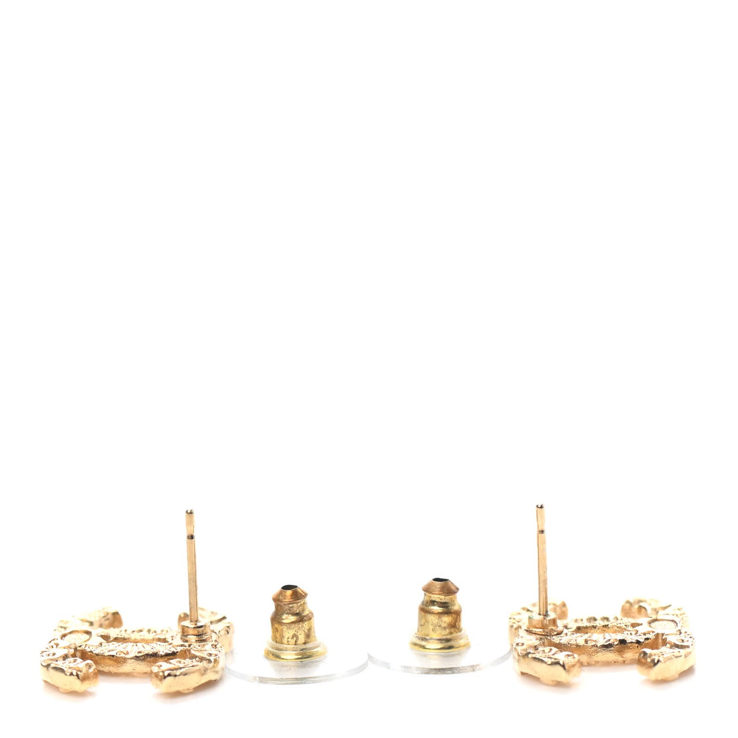 Metal Textured CC Earrings Gold