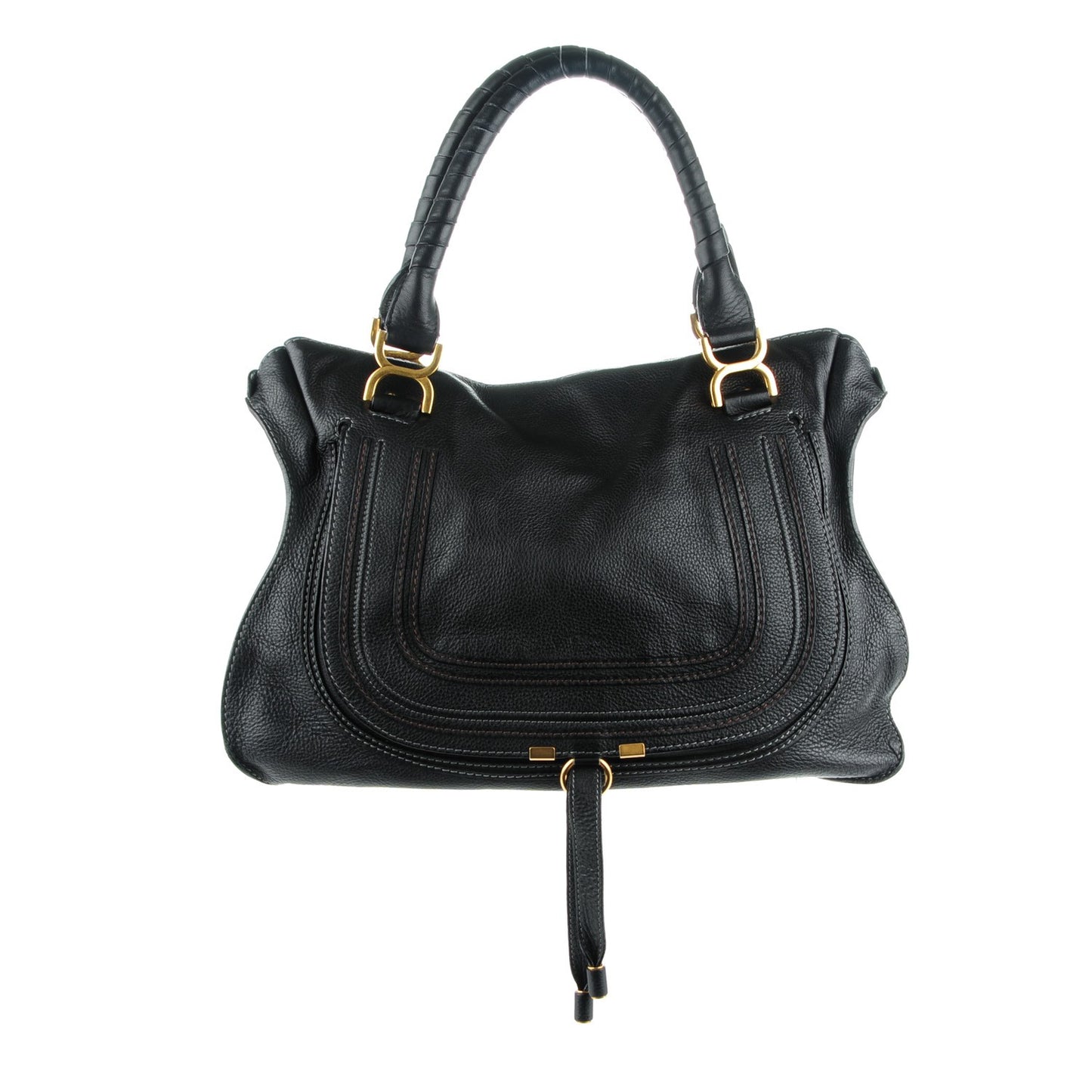 Calfskin Large Marcie Satchel Black