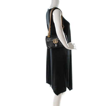 Gucci Calfskin Matelasse Mini GG Marmont Shoulder Bag Black 2 of 7