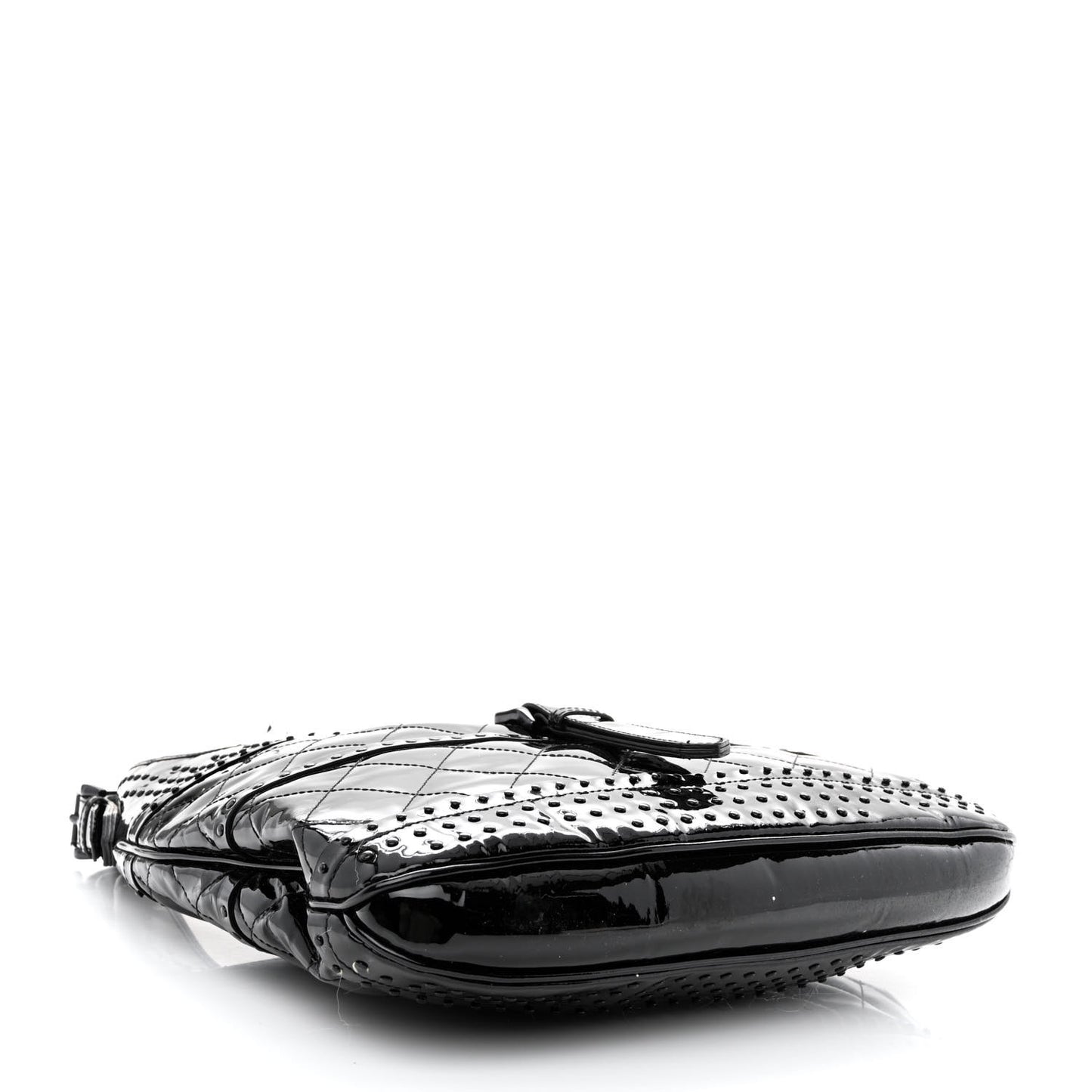 Patent Quilted Studded Brooke Hobo Black