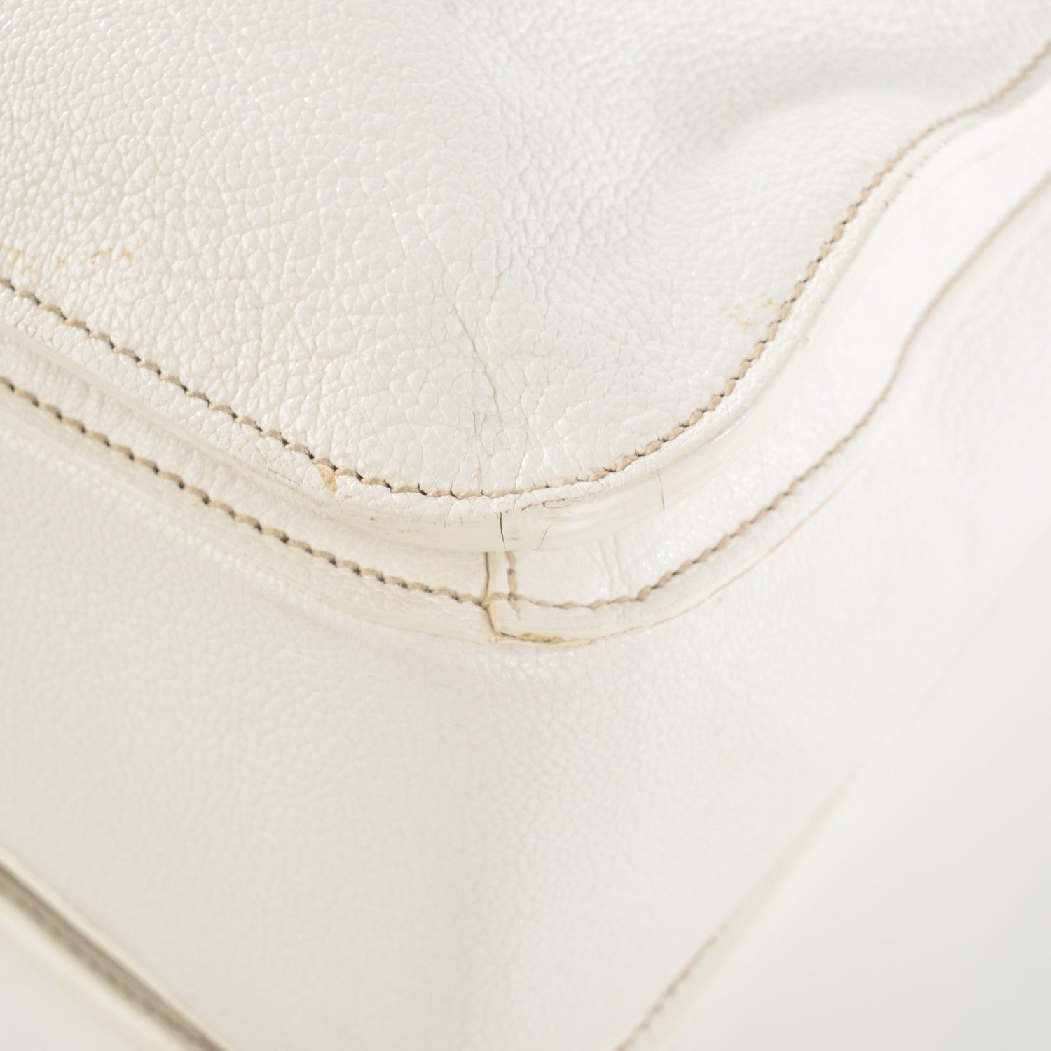 Miu Miu Goatskin Madras Top Handle Tote Bianco 10 of 22