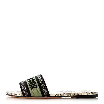 Christian Dior Canvas Embroidered Butterfly Dway Mules Slide Sandals 39.5 Green 1 of 10