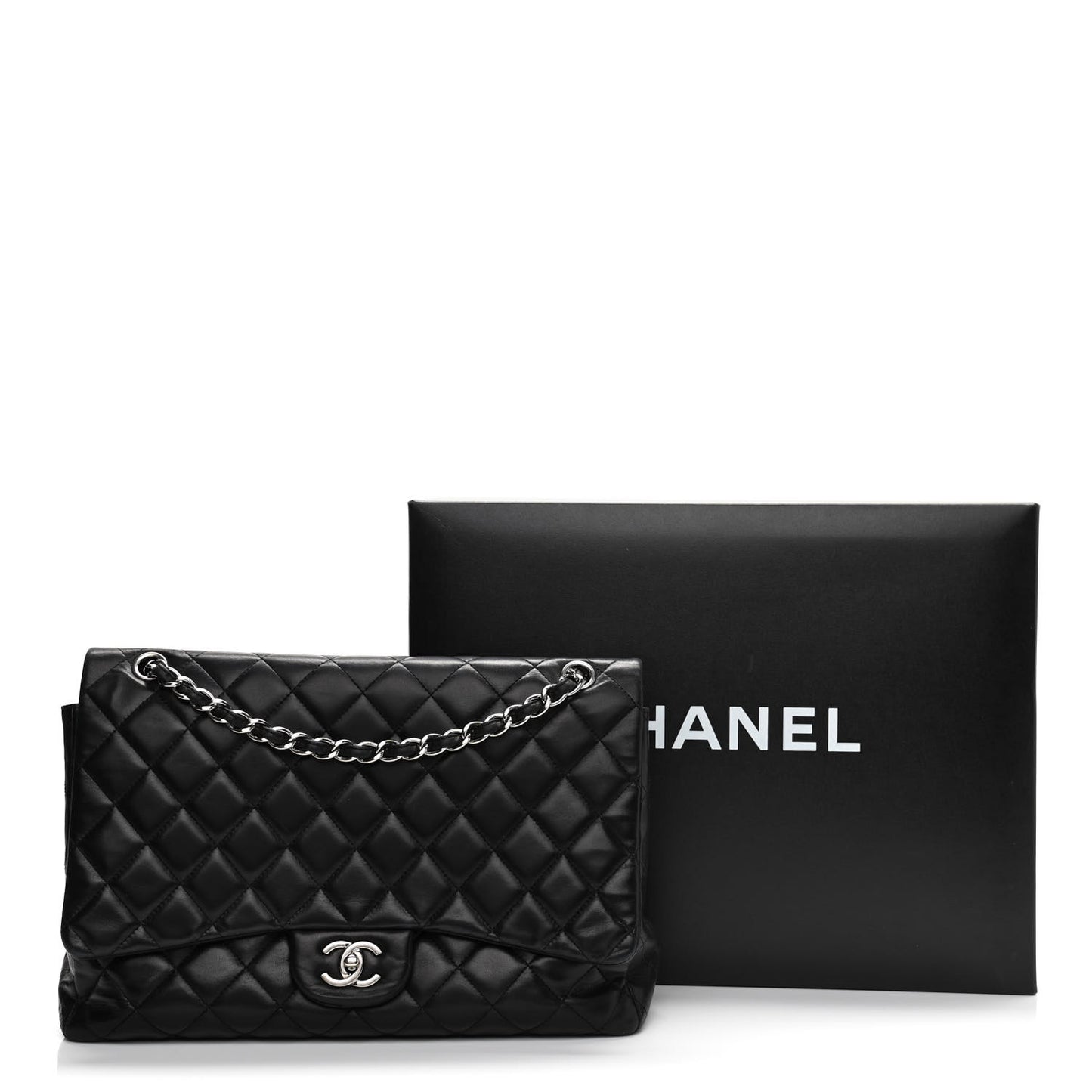Lambskin Quilted Maxi Single Flap Black