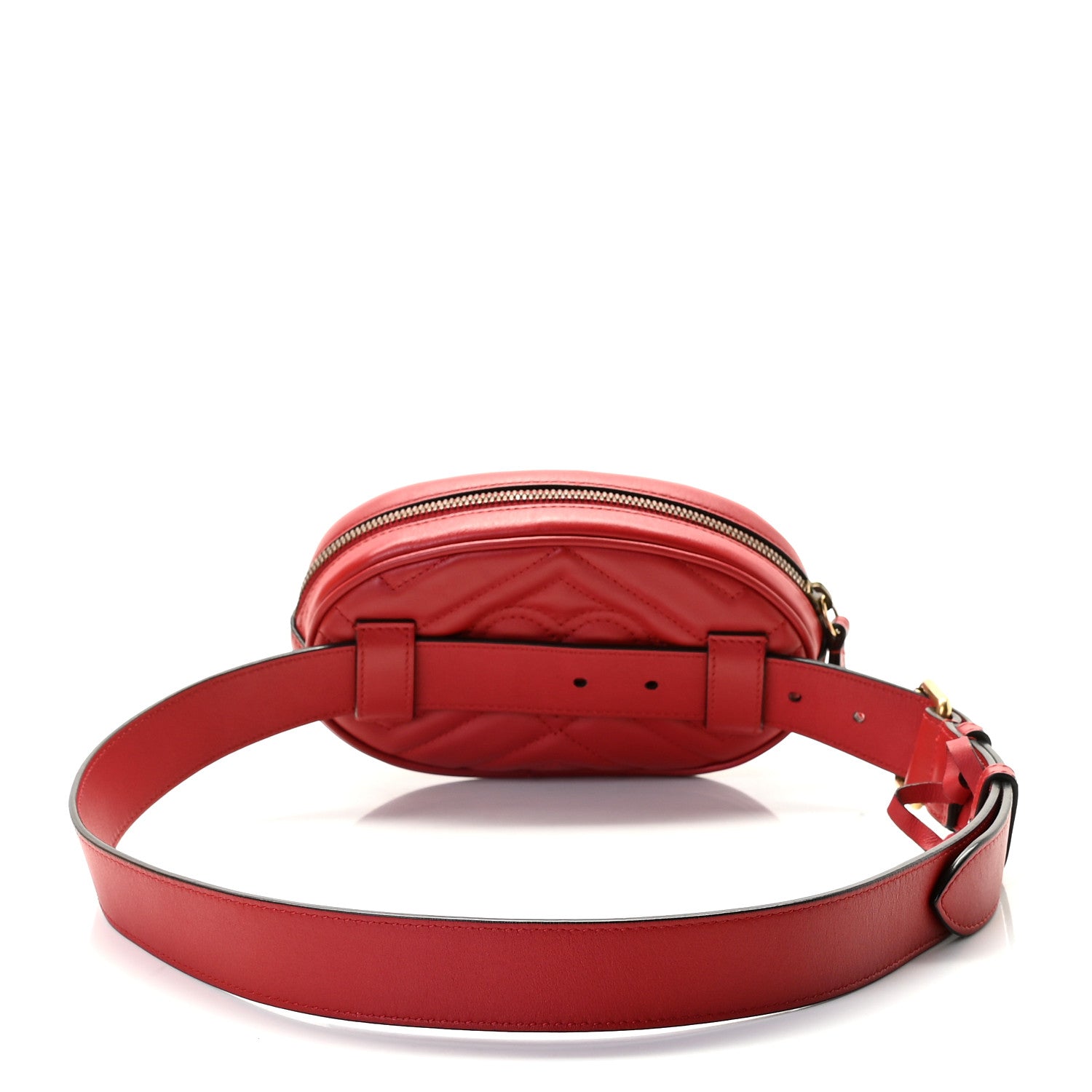 Gucci Calfskin Matelasse GG Marmont Belt Bag 85 34 Hibiscus Red 8 of 10