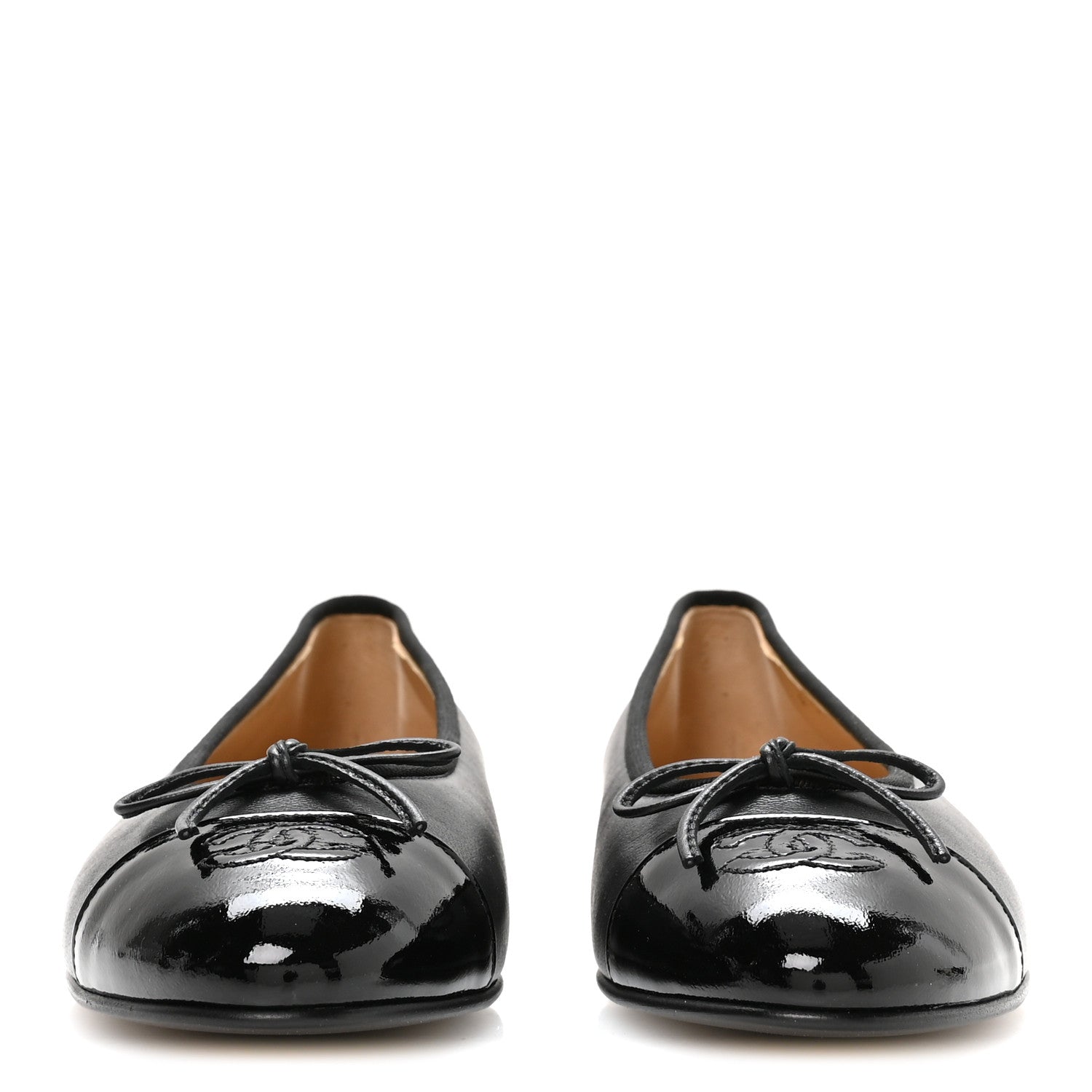 Chanel Lambskin Patent Cap Toe Ballerina Flats 39.5 Black 3 of 8