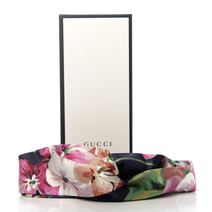 Gucci Silk Blooms Print Duchesse Headband Navy 5 of 5