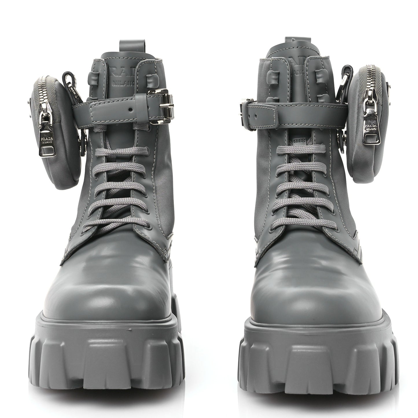 Spazzolato Rois Re-Nylon Metal Triangle Logo Monolith Pouch Pocket 55mm Boots 38.5 Marble Grey