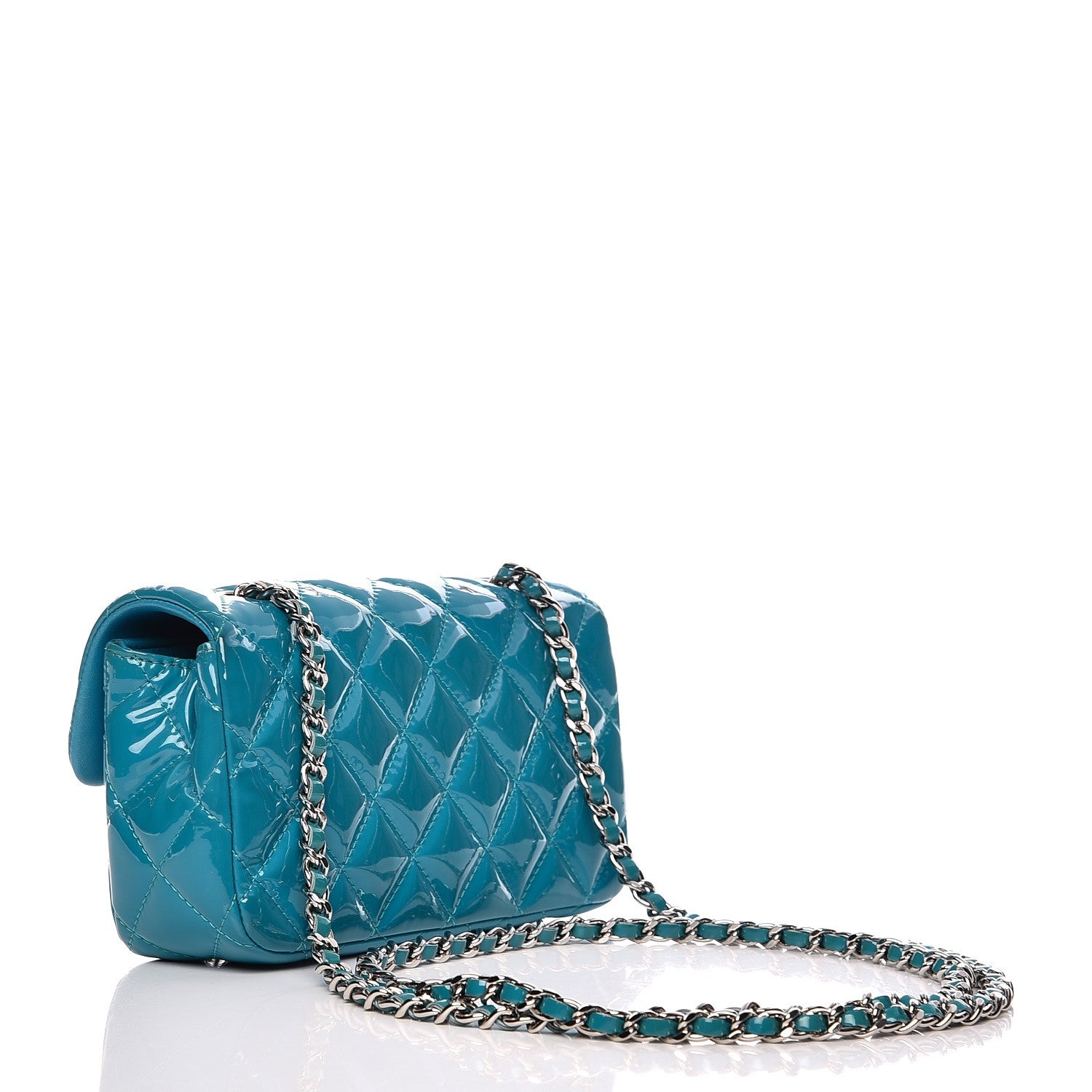Chanel Patent Quilted Extra Mini Flap Blue 3 of 8