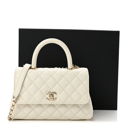 Chanel Caviar Quilted Mini Coco Handle Flap White 12 of 12
