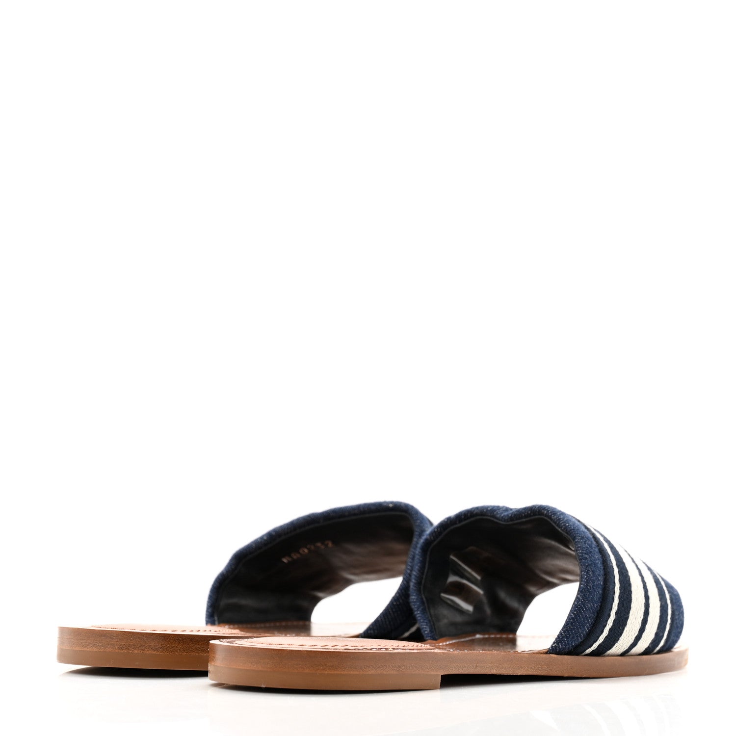 Louis Vuitton Canvas Calfskin Lock It Flat Mules 38 Blue 5 of 9