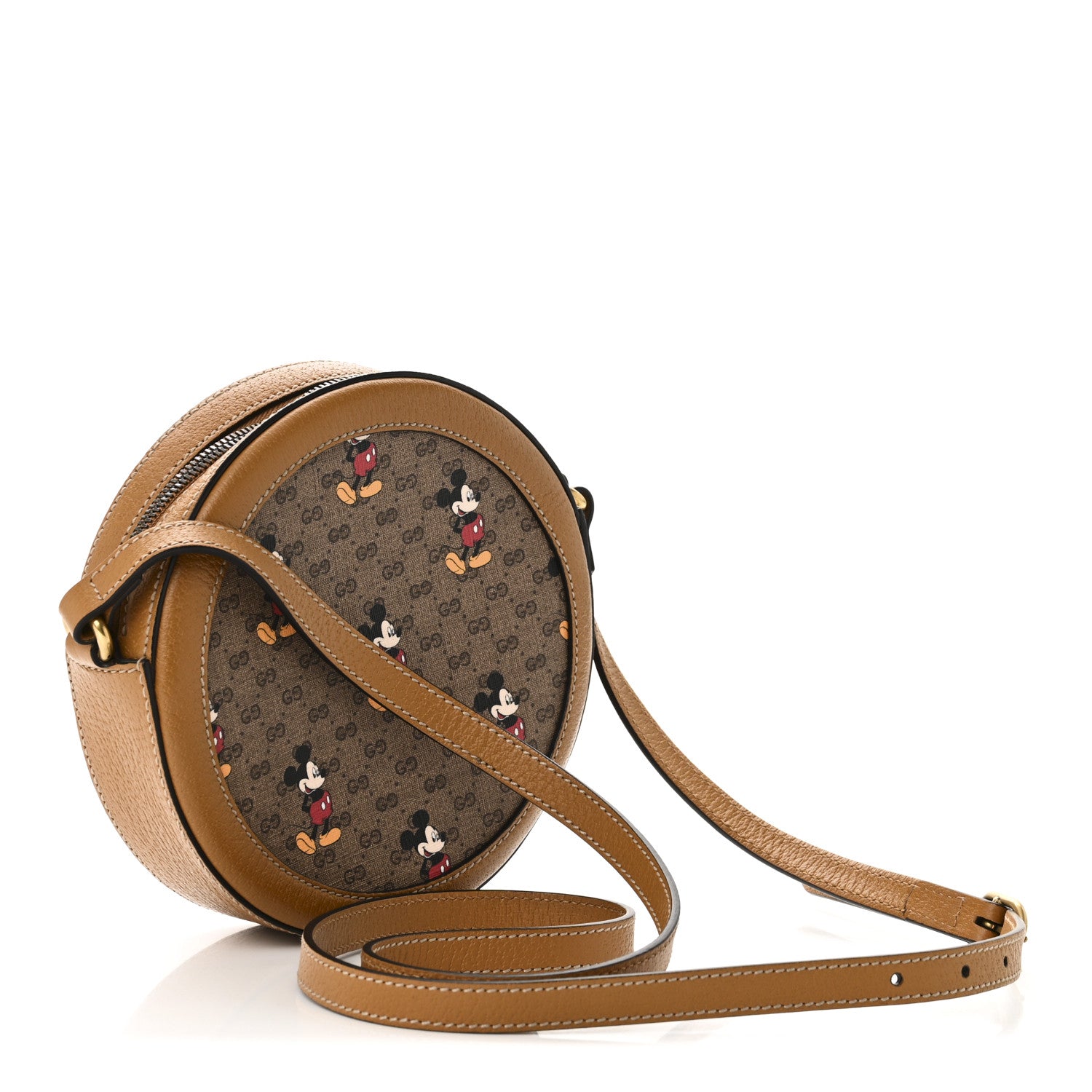 Gucci X DISNEY Mini Vintage GG Supreme Monogram Mickey Mouse Round Shoulder Bag Beige Vintage Sun Oil 3 of 10