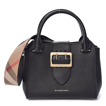 Burberry Soft Grain Calfskin Small Buckle Tote Black 1 of 12